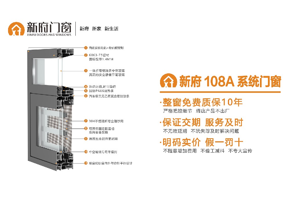 新府108A斷橋窗紗一體平開窗